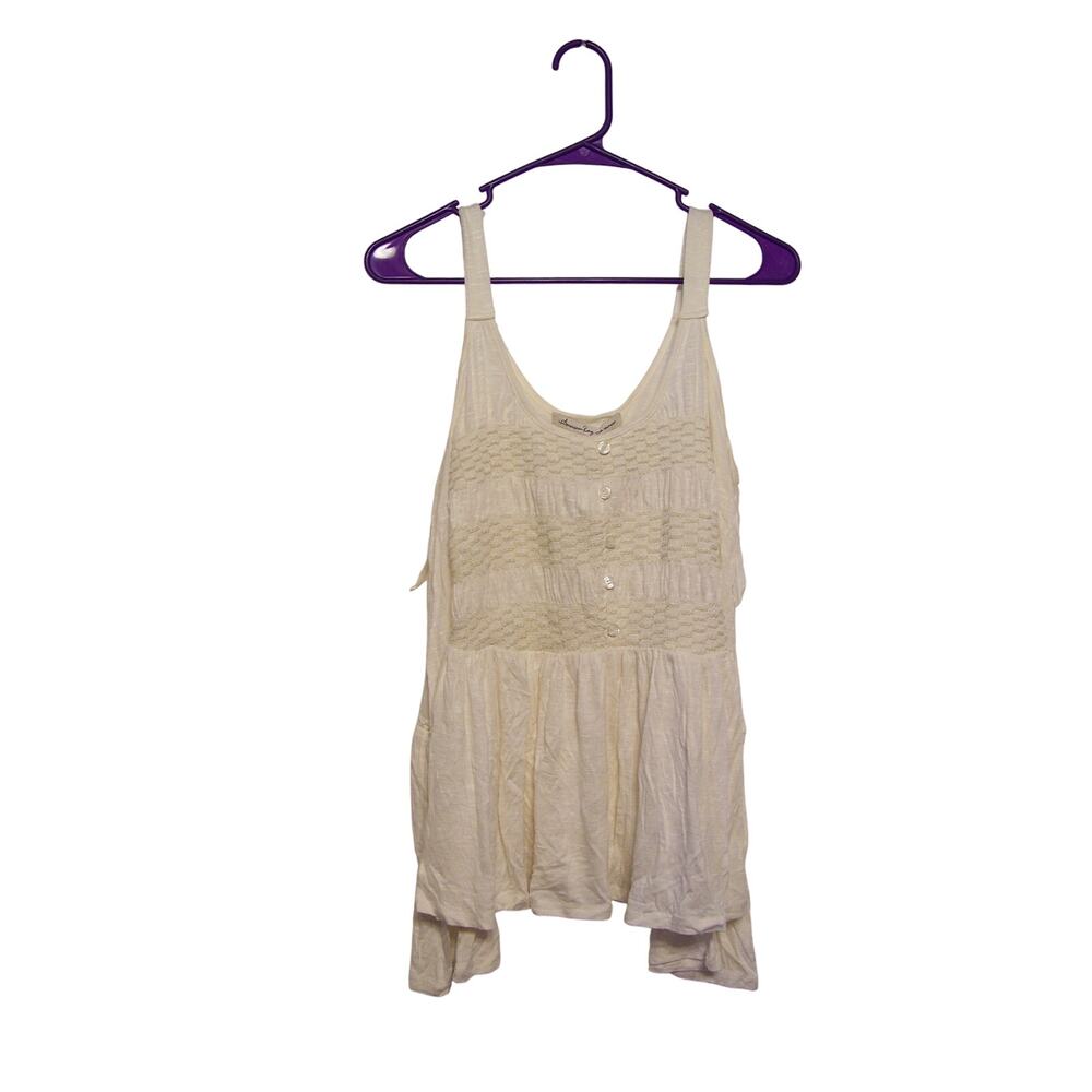 American Rag Women's Long Sleeve Egret Ivory Cut Out Shoulder Top S